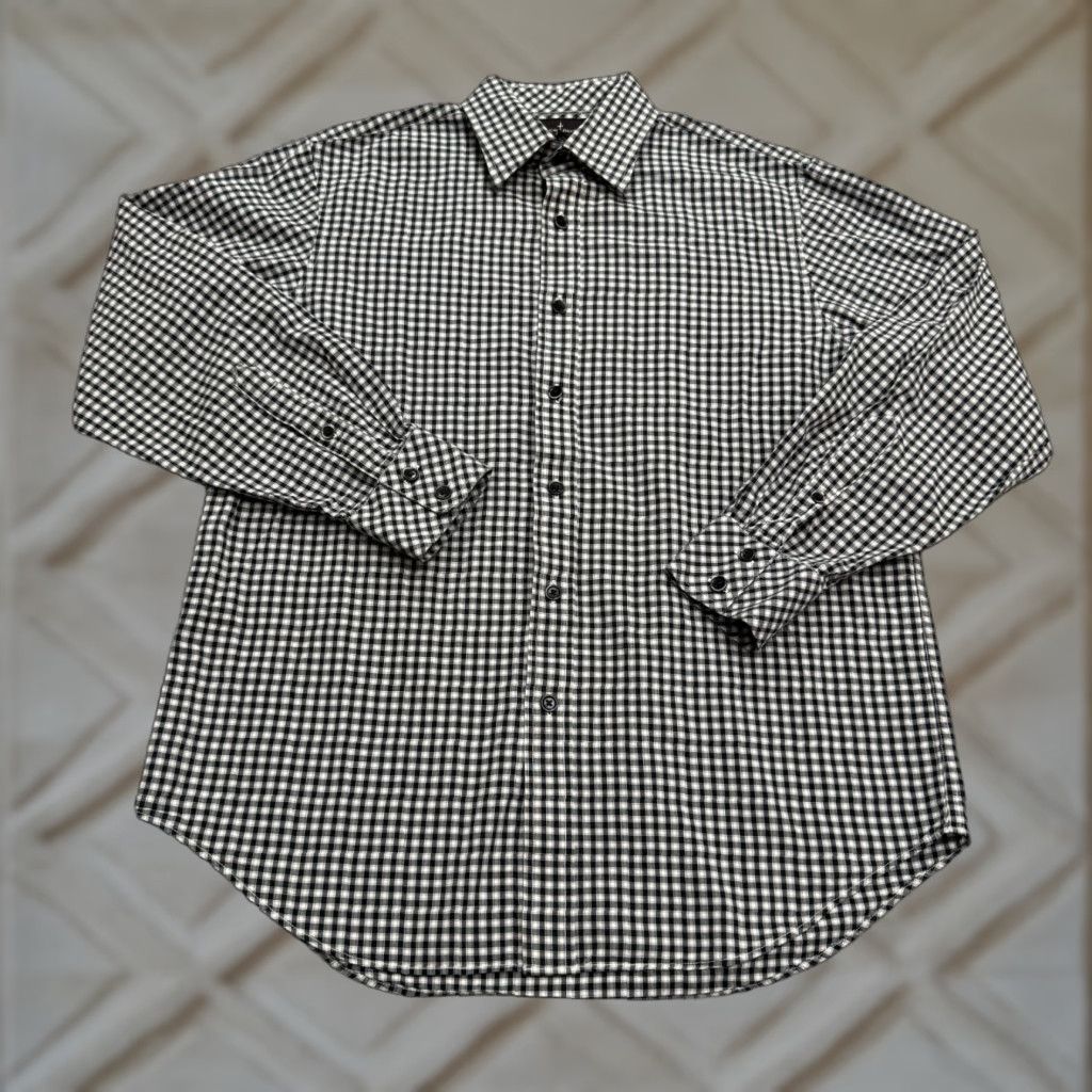 Vintage Black Brown 1826 Button-Down Shirt Mens M Gingham Cotton Long Sleeve Casual Shirt Size US M / EU 48-50 / 2 - 1 Thumbnail