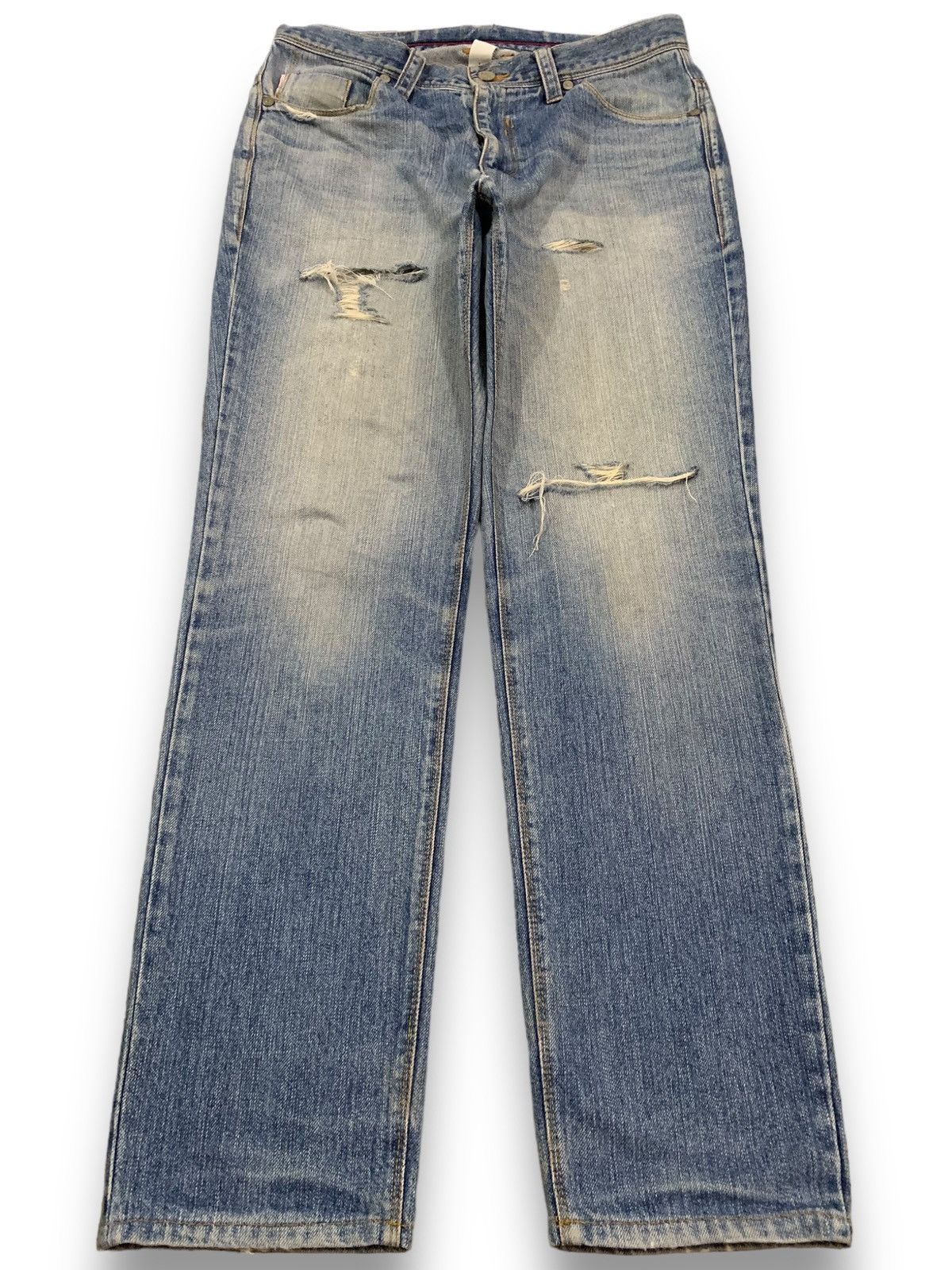 Morgan Homme Vintage Morgan Homme Selvedge Blue Washed Distressed Jeans Size US 30 / EU 46 - 1 Thumbnail