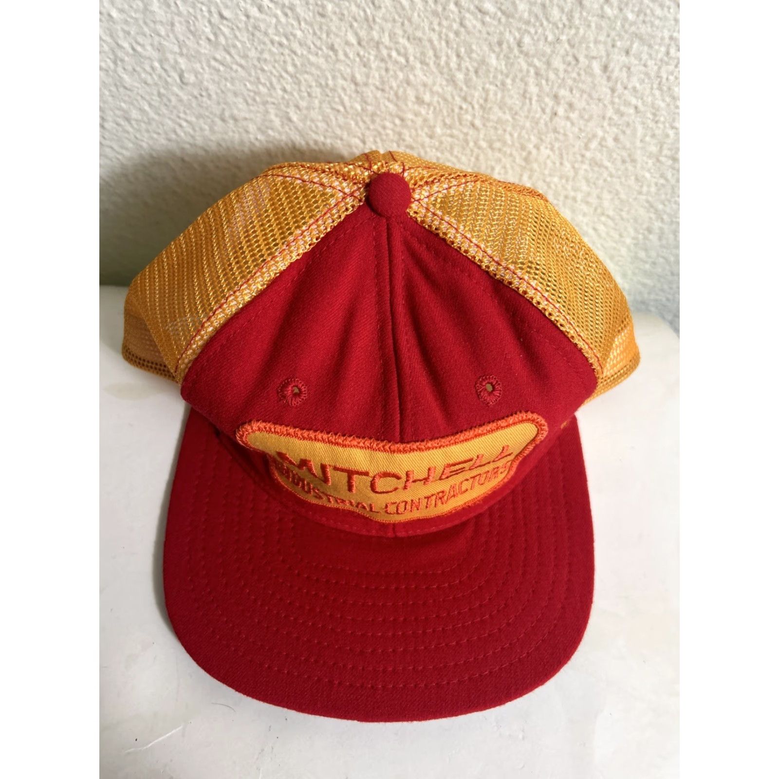 New Era VINTAGE New Era Trucker Hat Men One Size Red Industrial Contractors Snap Back Size ONE SIZE - 5 Thumbnail