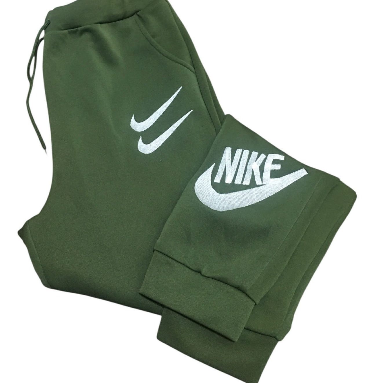 Nike NEW Green Sweatpants Joggers Drawstring Embroidered Swoosh L Size US 38 / EU 54 - 1 Thumbnail