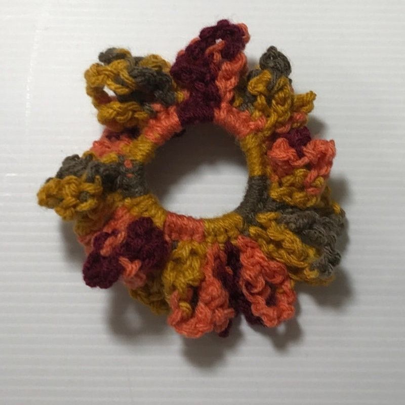 Handmade NWT Fall Colors Handmade Crocheted Hair Scrunchie Women Size ONE SIZE - 2 Thumbnail