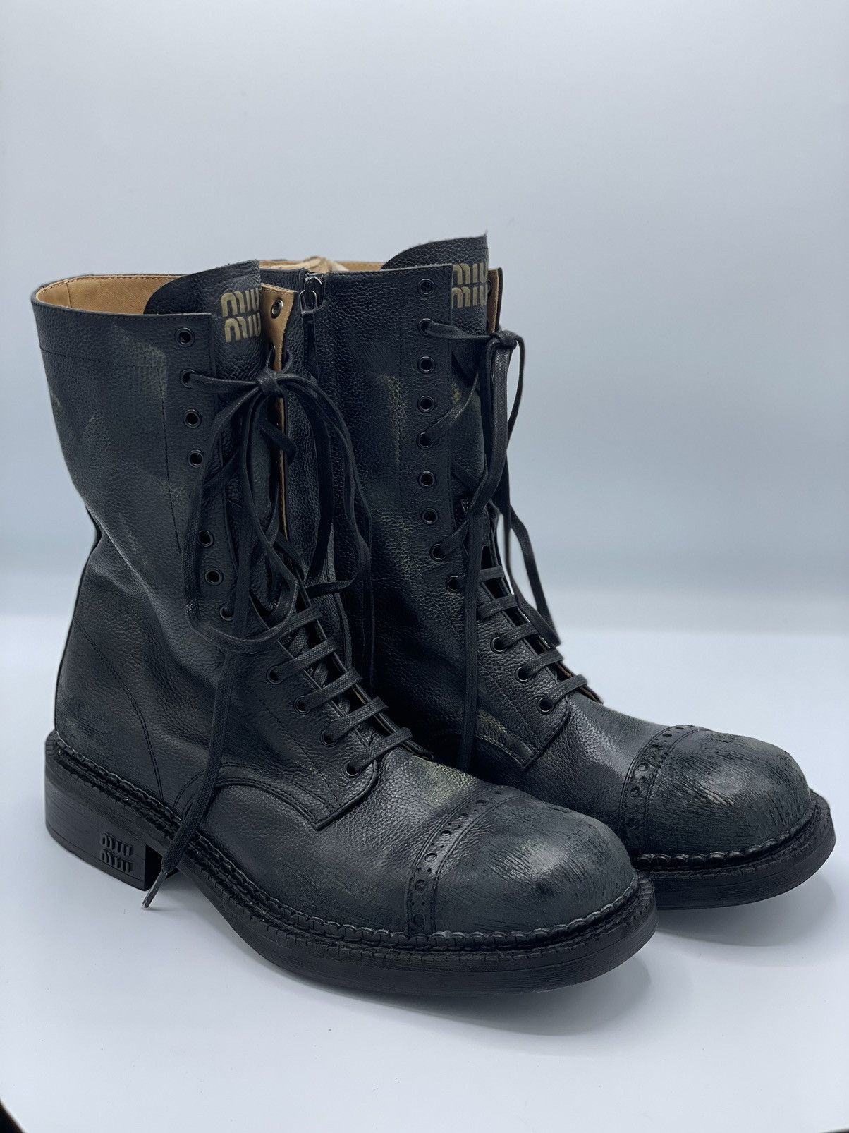 Miu Miu Miu Miu Ankle Leather Distressed Boots Size US 10 / IT 40 - 3 Thumbnail