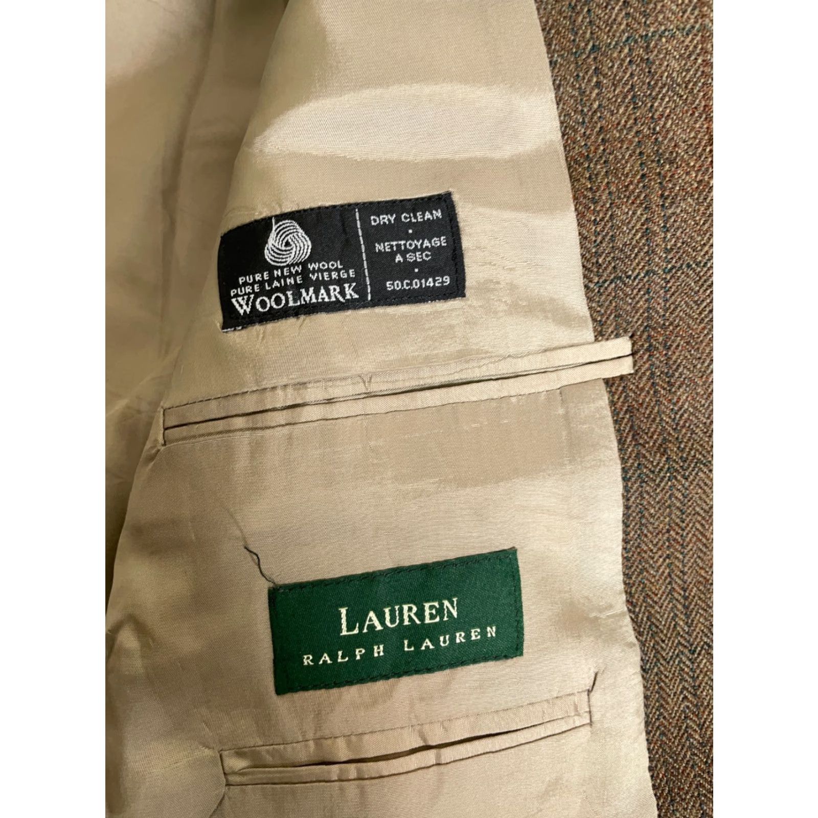 Ralph Lauren Lauren Ralph Lauren Wool Blazer 48 Regular Brown Herringbone Casual Mens Size 48R - 4 Thumbnail
