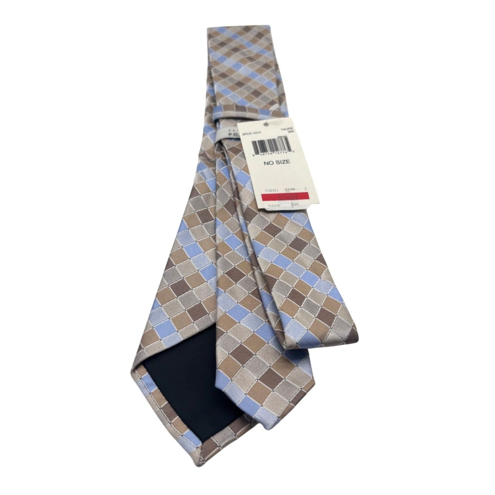Perry Ellis Perry Ellis Portfolio Stolk Geo Slim Silk Necktie, Taupe, O Size ONE SIZE - 6 Thumbnail