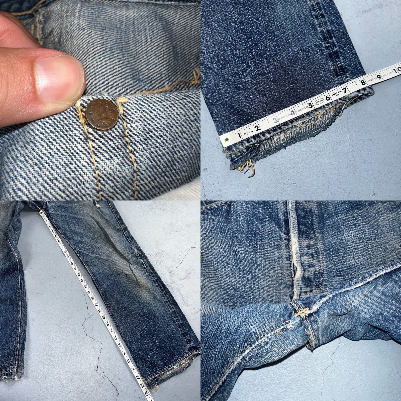 Levi's VINTAGE Levi's 501 XX Big E 1940s Redline Selvedge Jeans 29x28 Blue Distressed Mens Size US 29 - 8 Thumbnail