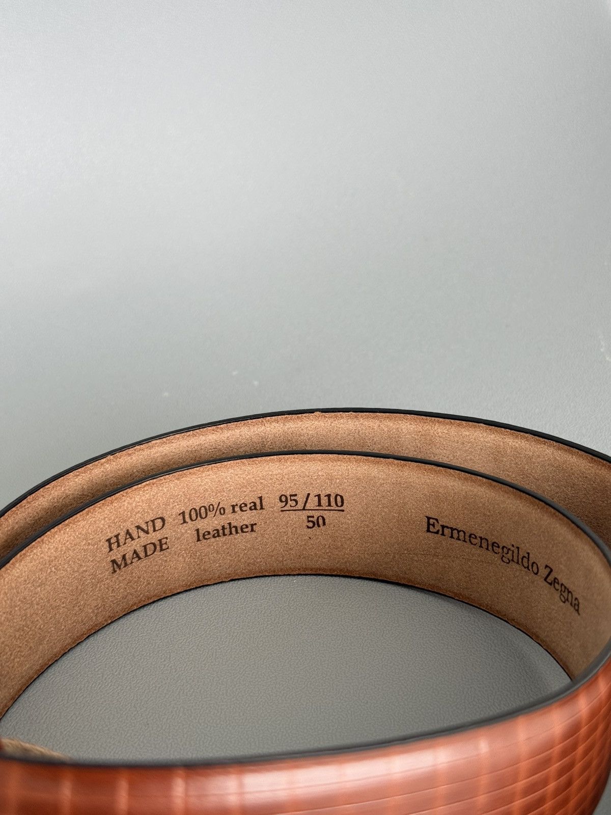 Ermenegildo Zegna Ermenegildo Zegna Brown Textured Leather Belt Buckle 95/110 Size ONE SIZE - 6 Thumbnail