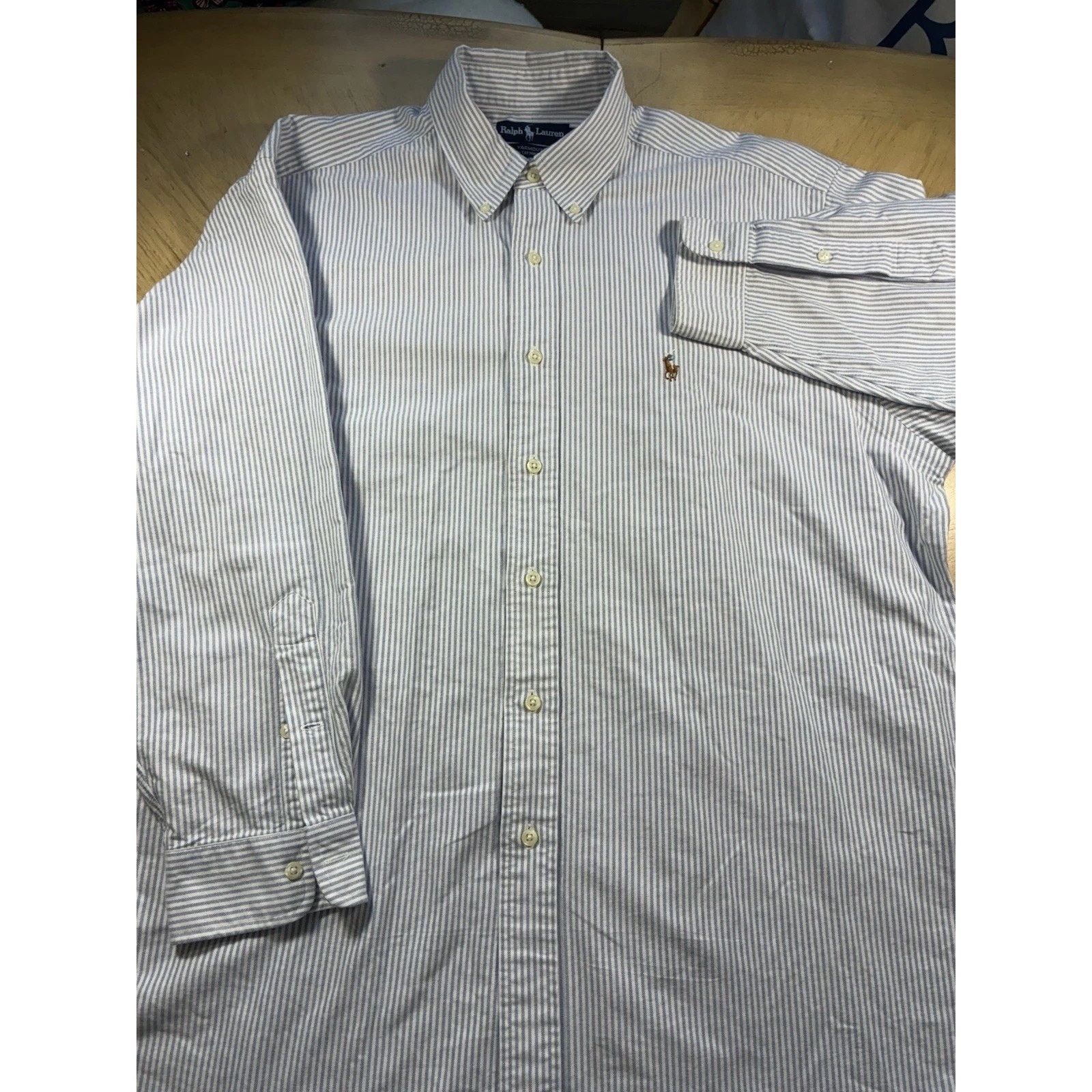 Polo Ralph Lauren VTG 90s Ralph Lauren Yarmouth Oxford Stripe Shirt Men 16.5 Size US L / EU 52-54 / 3 - 17 Thumbnail