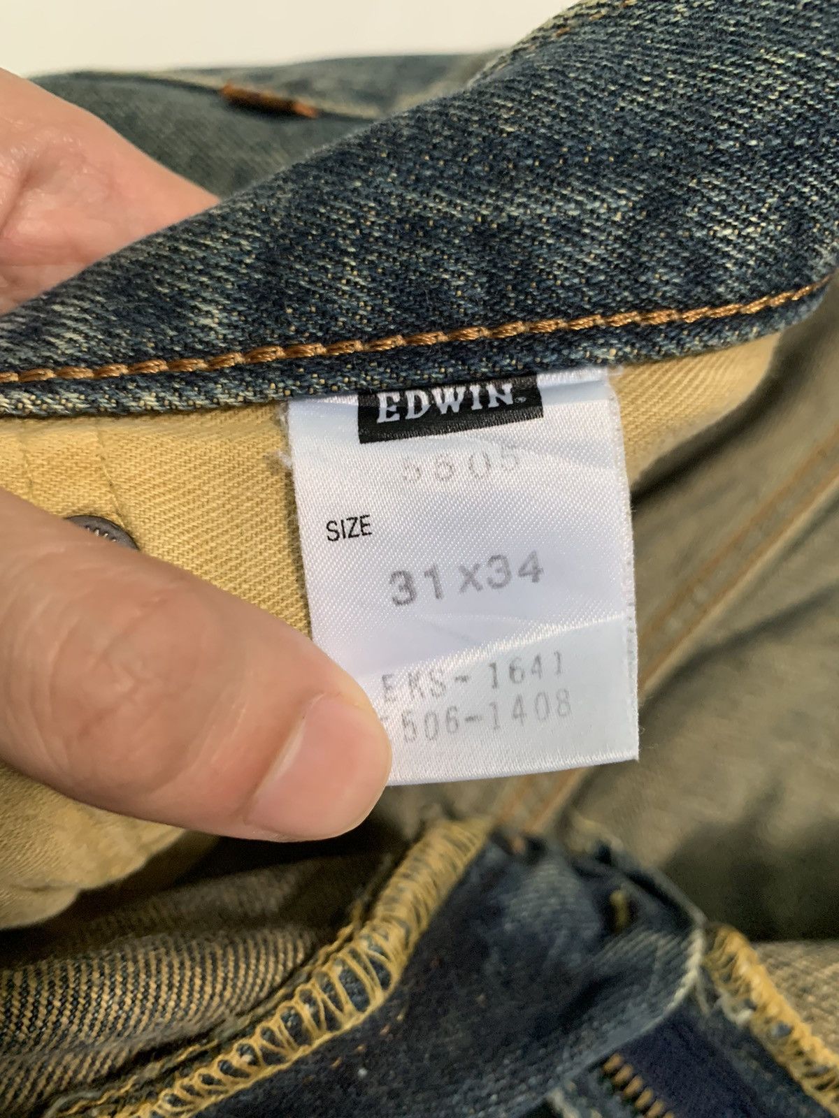 Edwin VINTAGE EDWIN 505X SELVEDGE FADED & RUSTY DISTRESSED DENIM Size US 31 - 21 Thumbnail