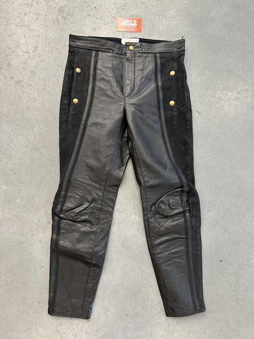 Chloé Black Leather & Nubuck Paneled Cropped Biker Pants S Chloe