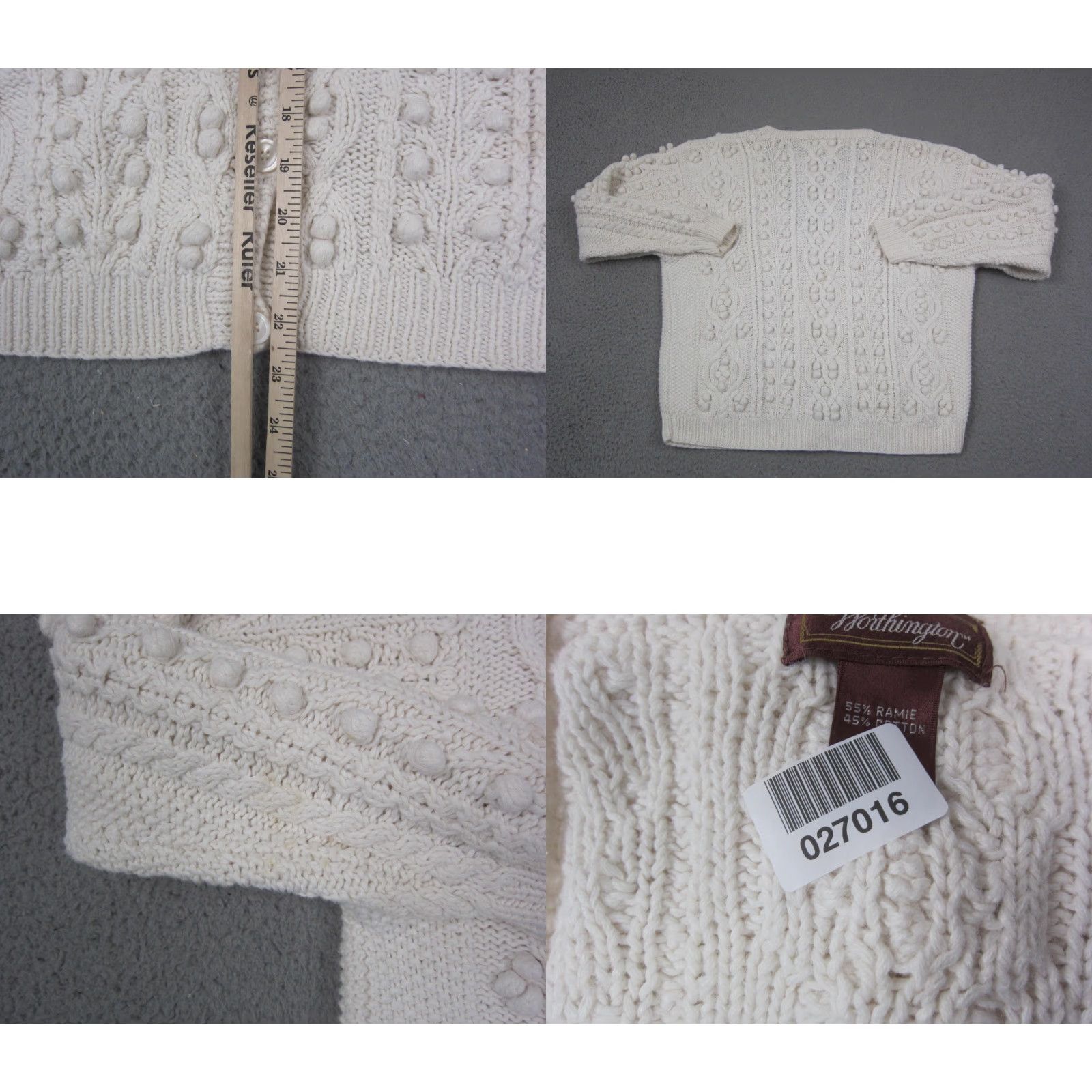 Worthington VINTAGE Worthington Cardigan Womens M Ivory Cotton Ramie Knit 90s Slim Fit Casual Sweater Dress? Size M / US 6-8 / IT 42-44 - 8 Thumbnail