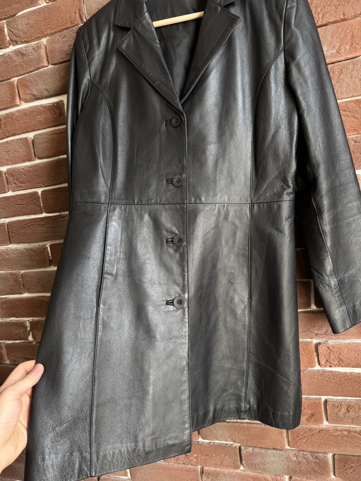 Vintage Rare Vintage Genuine Leather Long Coat Jacket Avant Garde Size L / US 10 / IT 46 - 3 Thumbnail