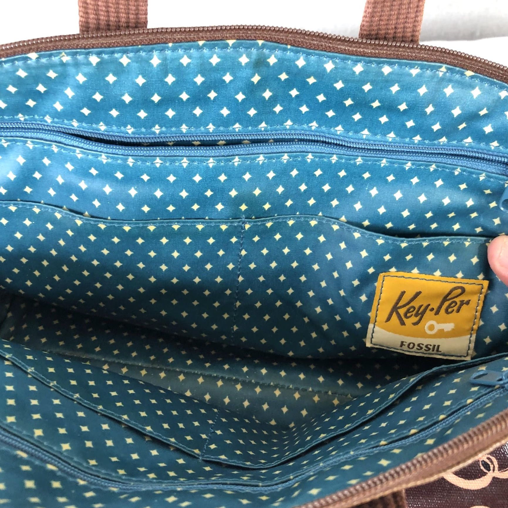 Fossil Fossil Key Per Satchel Handbag Womens Brown Floral PVC Top Handle Bag Medium Casual Travel Size M / US 6-8 / IT 42-44 - 6 Thumbnail