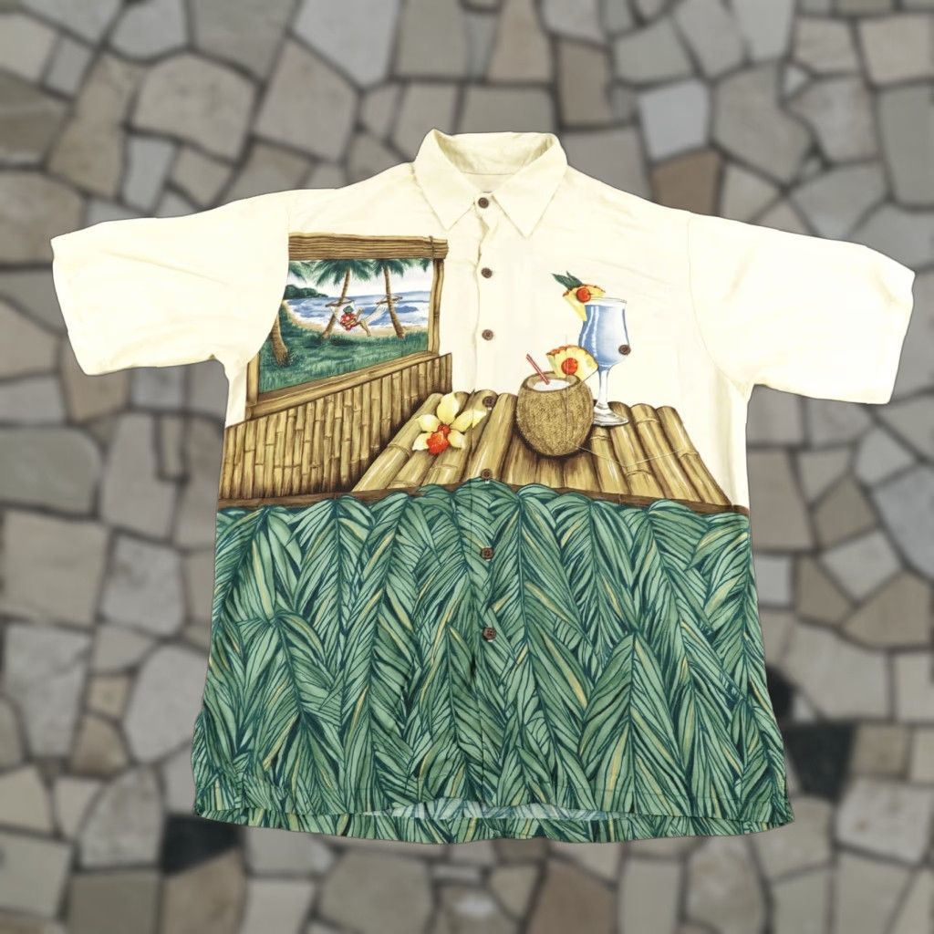 Tori Richard VINTAGE Tori Richard Hawaiian Shirt Mens Large Green Graphic Print Aloha Casual Tropical Beach Size US L / EU 52-54 / 3 - 1 Thumbnail
