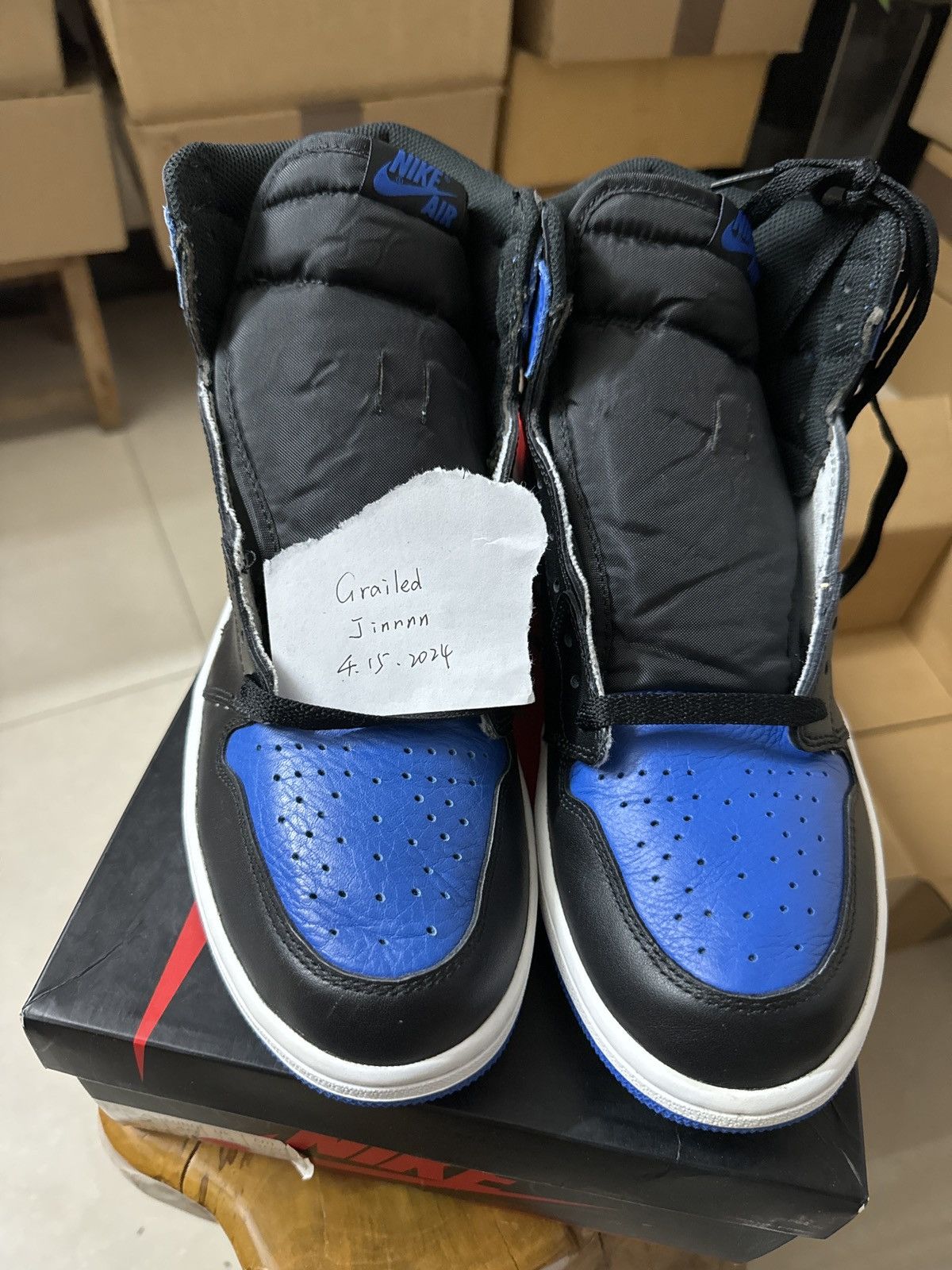 image of Air Jordan 1 Retro Royal 555088-007 Shoes in Blue, Men's (Size 12)