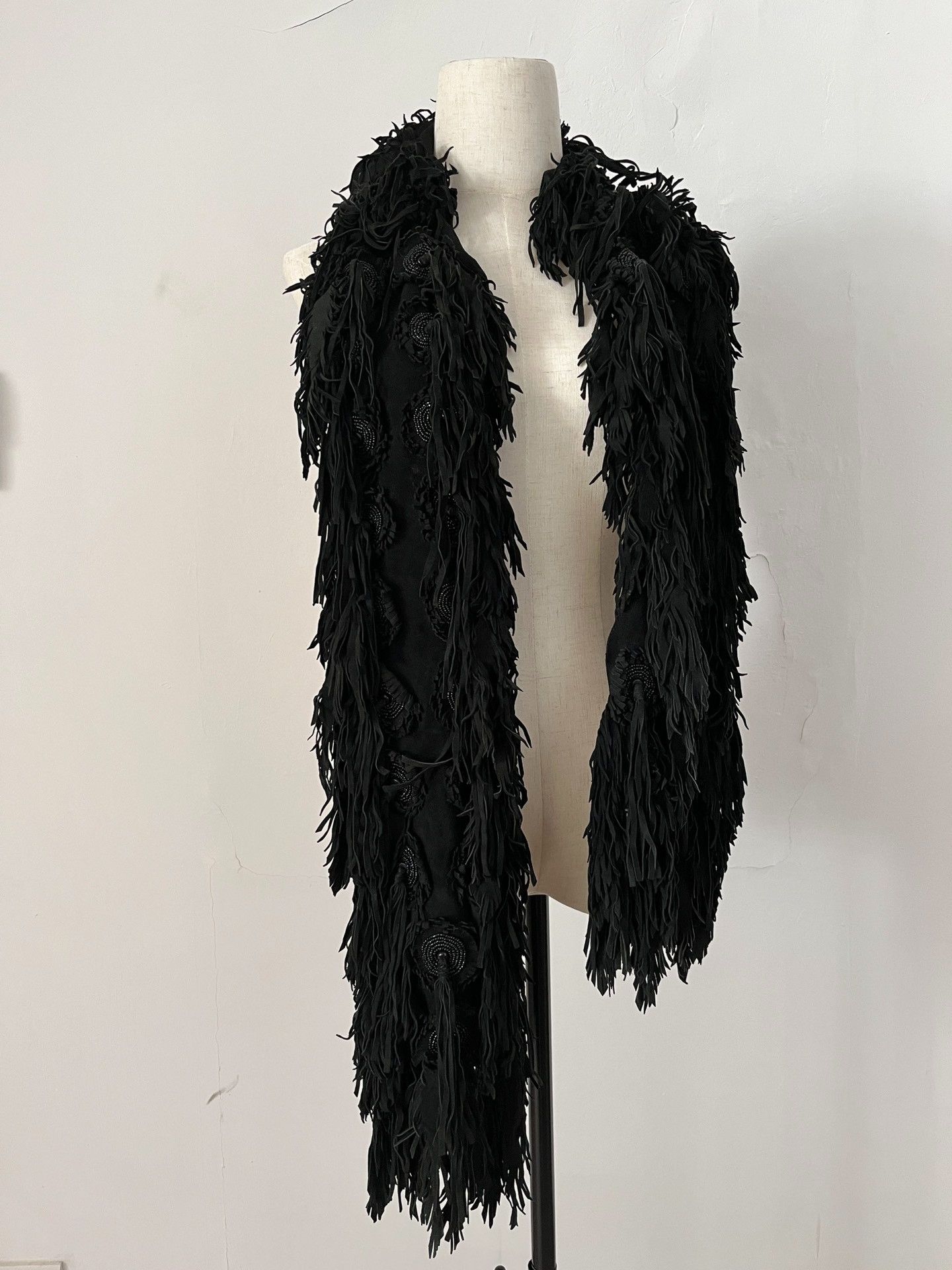 Share Spirit Homme Black Tassel Beaded Scarf Size ONE SIZE - 1 Thumbnail