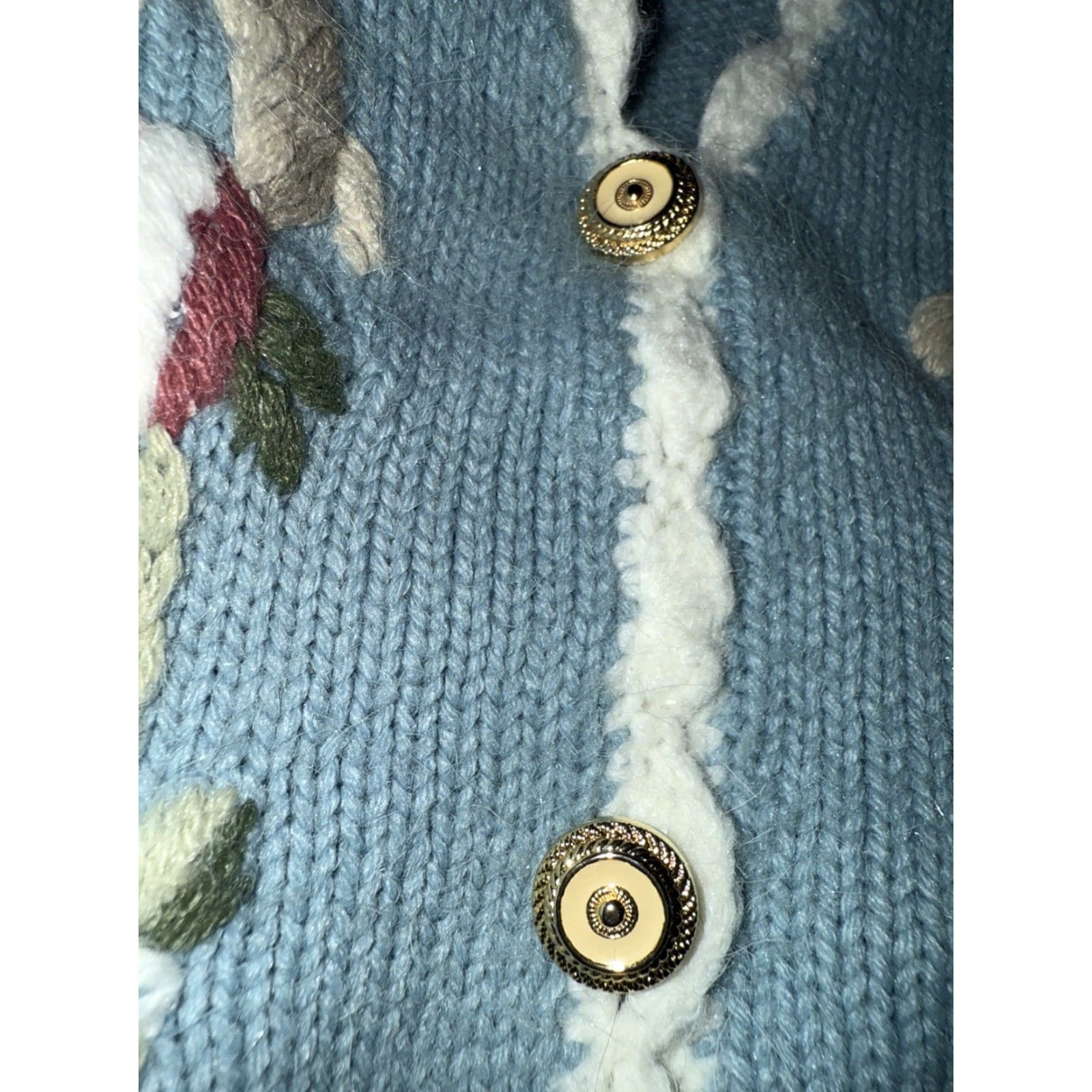 Vintage VINTAGE Koret Vest Shirt Womens S Light Blue Embroidered Button Beaded Flowers V-Neck Sleeveless Size S / US 4 / IT 40 - 4 Thumbnail