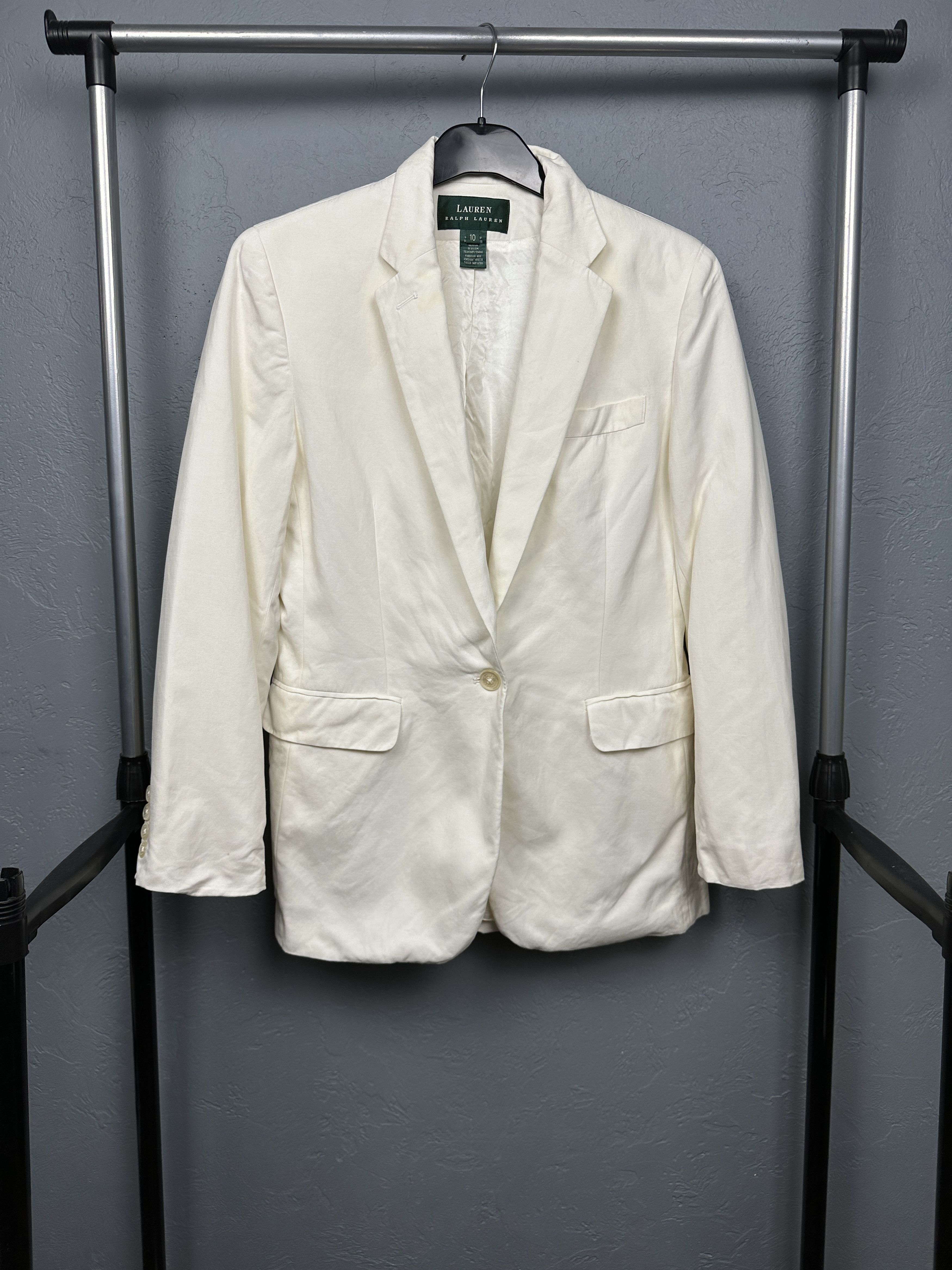Polo Ralph Lauren × Ralph Lauren × Vintage Polo Ralph Lauren Womens Cotton-Silk Blazer Jacket Size L / US 10 / IT 46 - 1 Thumbnail