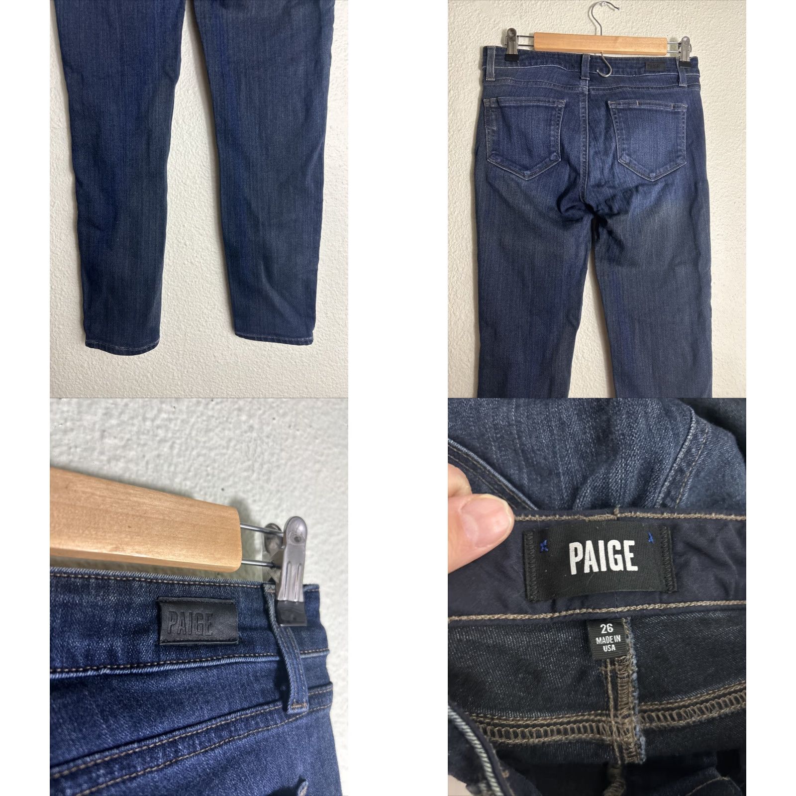 Paige Paige Womens Jeans Edgemont Crop Zipper Blue Dark Wash 28x26 Skinny Stretch Low Rise Regular Womens Jeans Size 28" / US 6 / IT 42 - 8 Thumbnail