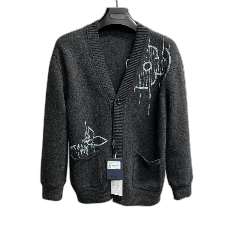Louis Vuitton Louis Vuitton Black Embroidered Long Sleeve Sweater Size US M / EU 48-50 / 2 - 1 Thumbnail