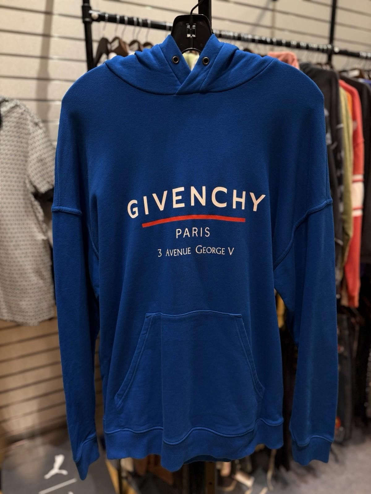 Givenchy Size M - Givenchy Men's Blue Logo- Print Hoodie Sweatshirt Size US M / EU 48-50 / 2 - 2 Thumbnail