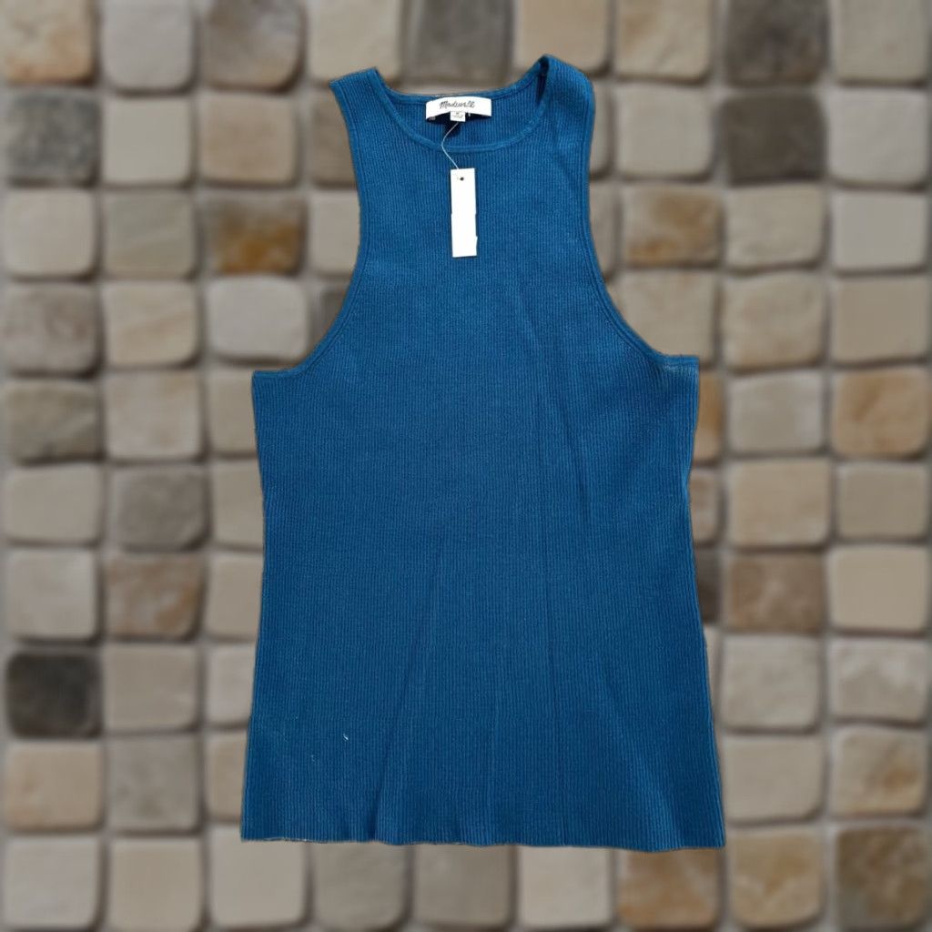 Madewell Madewell Shirt Womens Medium Blue Knit Tank Top Casual Slim Pullover Sleeveless Cotton Knit Size M / US 6-8 / IT 42-44 - 1 Thumbnail