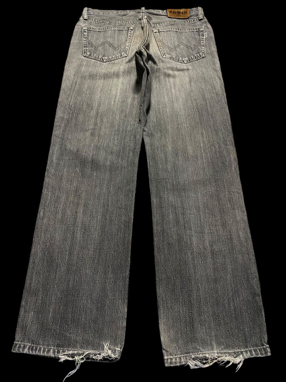 Japanese Brand Vintage Edwin 403 Black Denim Distressed Loose Jeans Size US 31 - 2 Thumbnail