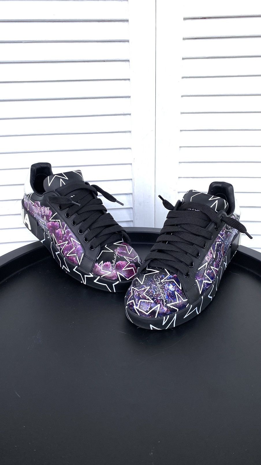 Dolce & Gabbana × Vintage Dolce & Gabbana Mixed Star Print Portofino Custom Sneakers Size US 7 / IT 37 - 11 Thumbnail