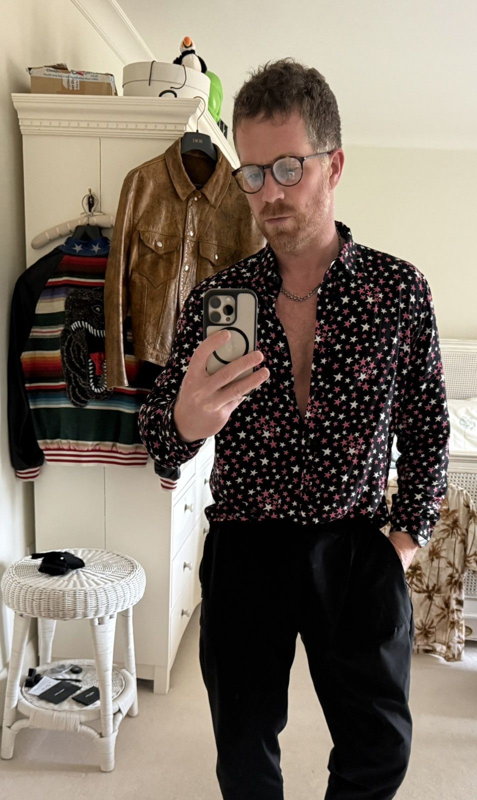 Saint Laurent Paris FW16 Saint Laurent star shirt black pink white Hedi Slimane Size US L / EU 52-54 / 3 - 1 Thumbnail