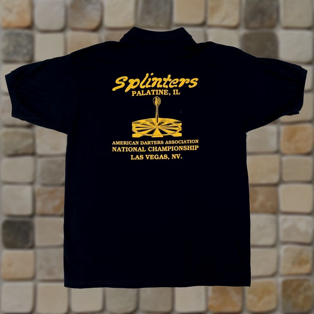 Gildan VINTAGE Gildan Polo Shirt Polo XL Black American Darters Association Splinters Sports Club Sz XL Mens Vintage Polo Shirt Size US XL / EU 56 / 4 - 1 Thumbnail