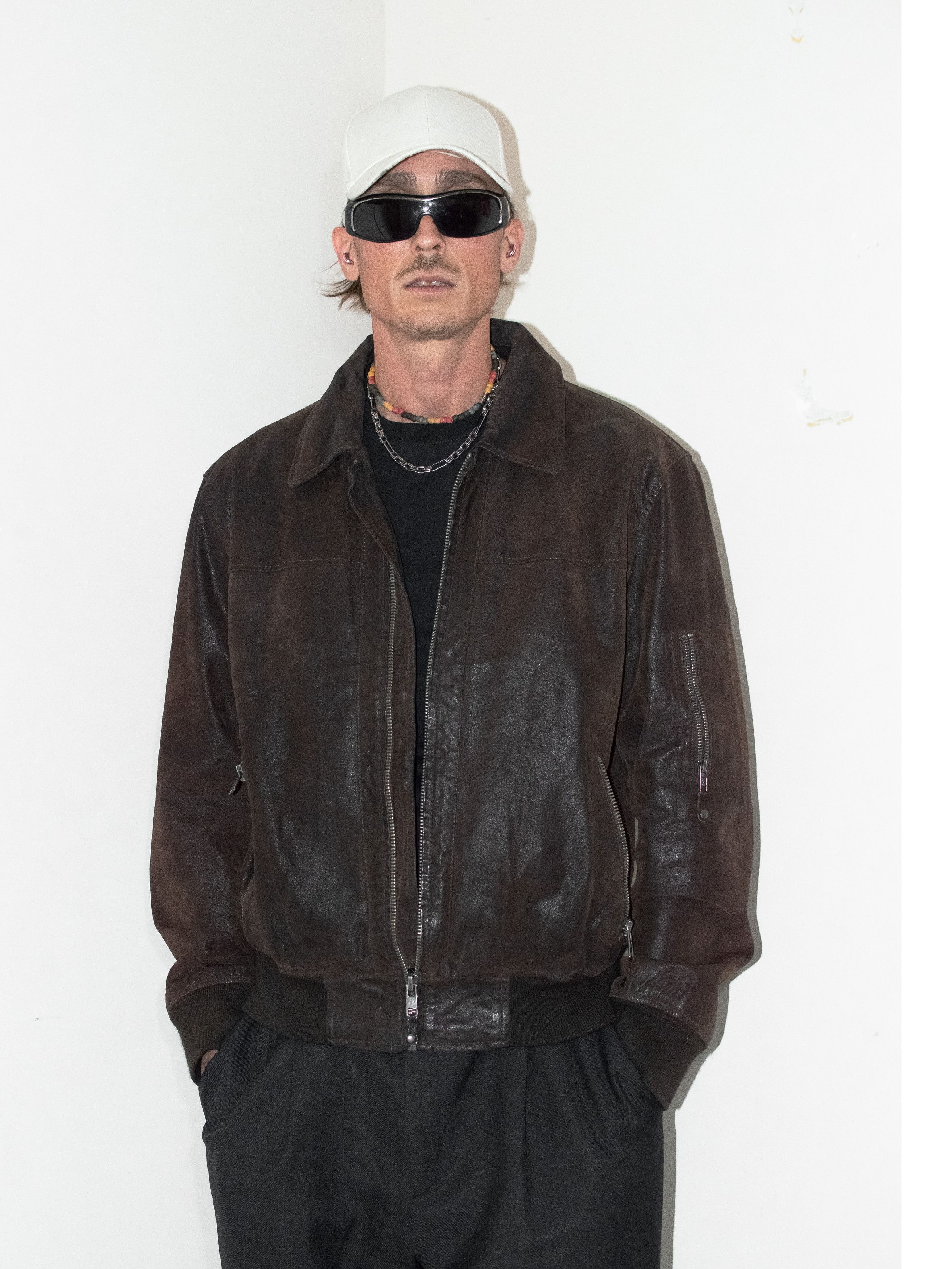 Vintage Brown 90s Vintage Leather Jacket Vintage 90s Faded Brown