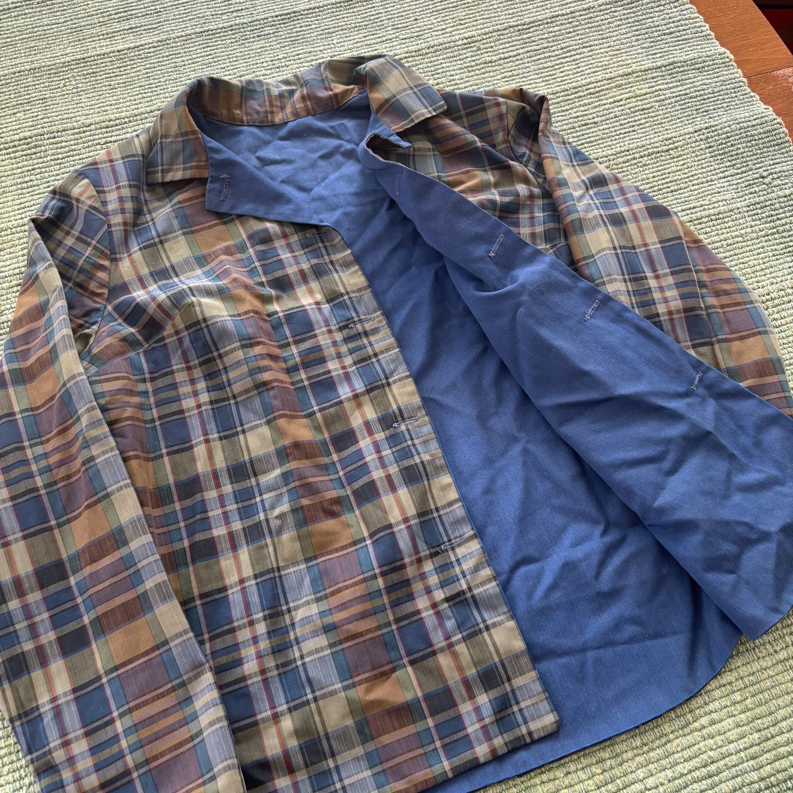 Other × Vintage Vintage 70s Plaid/Blue Reversible Blouse Shirt Jacket Sz M Size M / US 6-8 / IT 42-44 - 3 Thumbnail