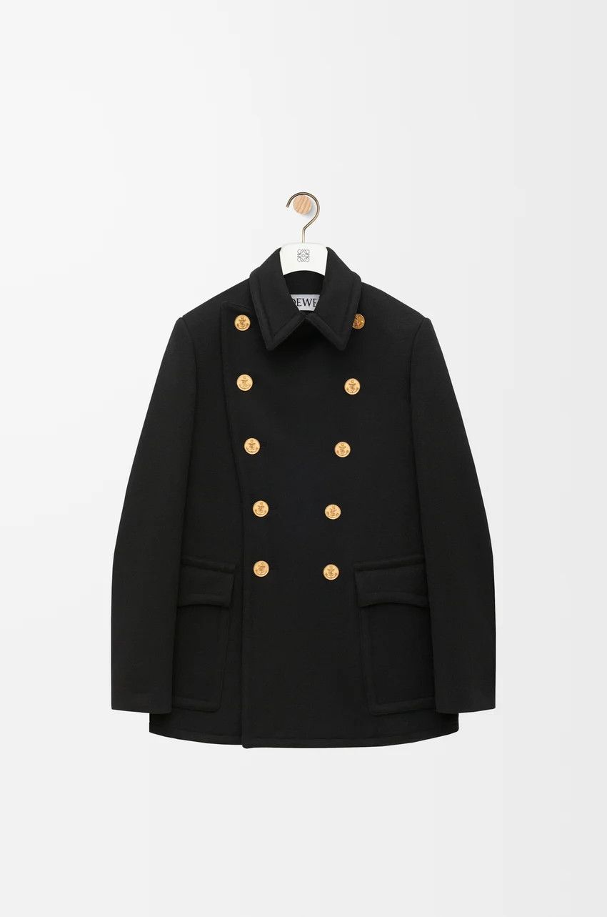 o1loc1c0525 Peacoat In Wool And Cashmere in Black