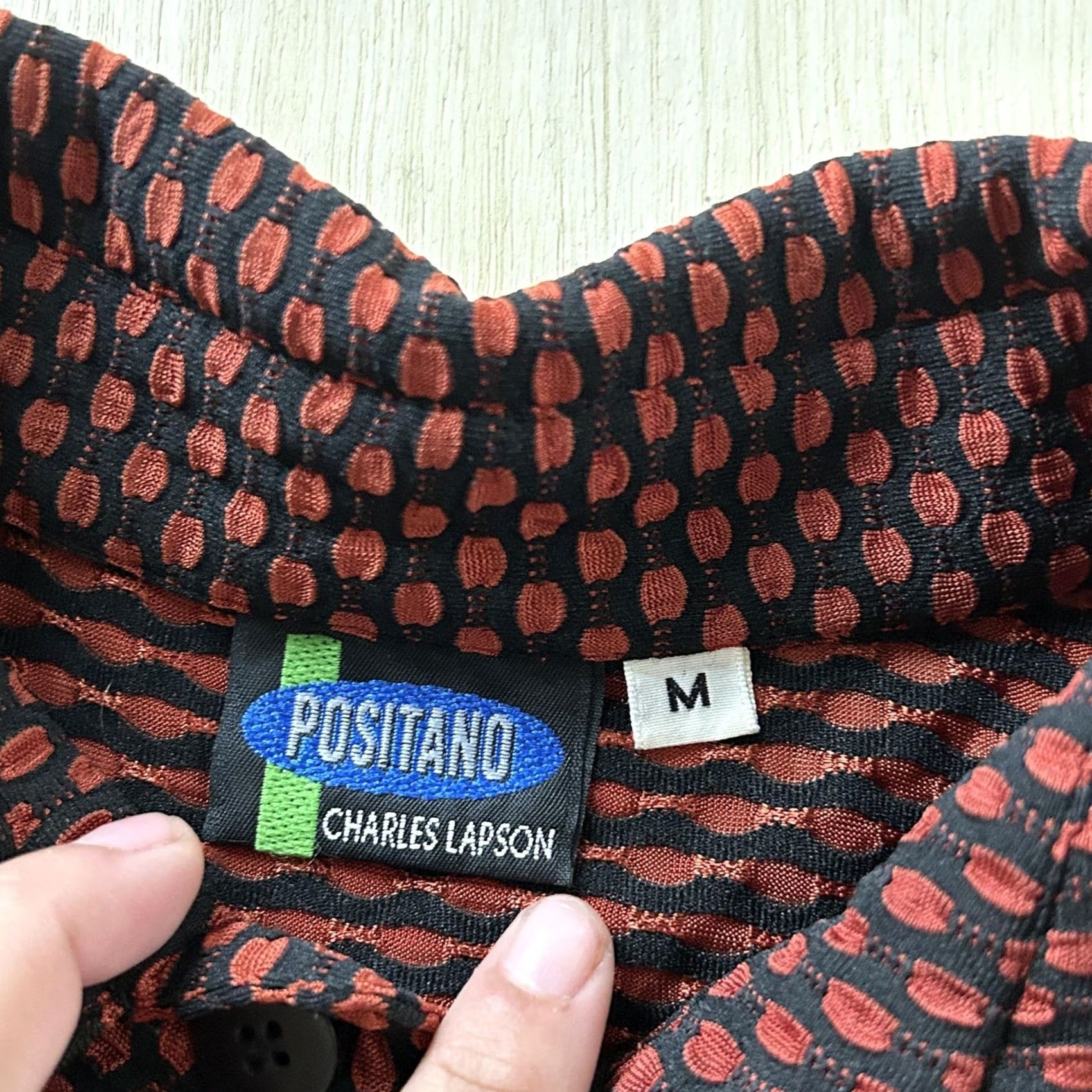 Vintage Positano Charles Lapson Shirt Mens Medium Red Geometric Button-Up Vintage 90s Size US M / EU 48-50 / 2 - 3 Thumbnail