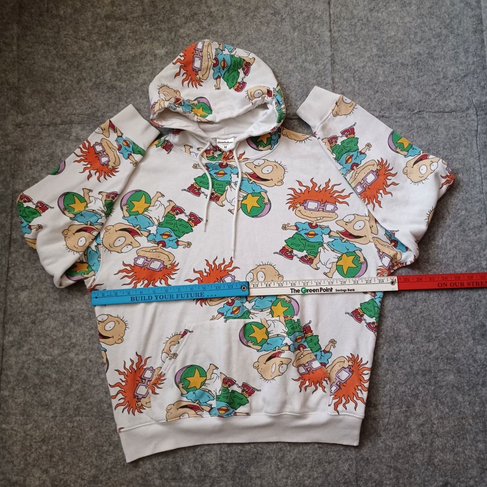 Nickelodeon Nickelodeon Rugrats Hoodie Mens M Ivory All Over Print Chuckie Finster Pockets Size US M / EU 48-50 / 2 - 4 Thumbnail