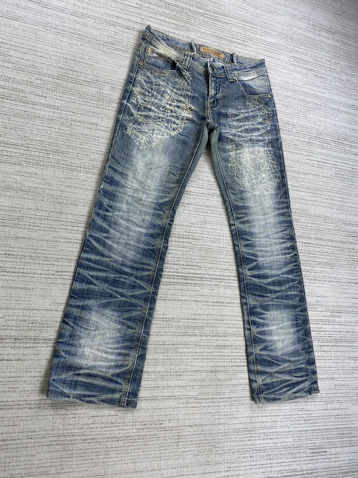 Hysteric Glamour Vintage Distressed Denim Jeans with Crisscross Punk Pants Size US 29 - 3 Thumbnail