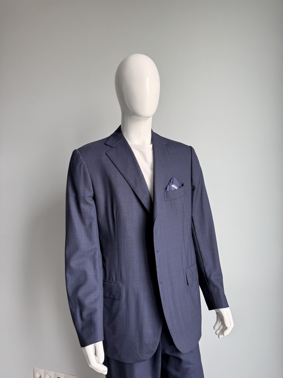 Cesare Attolini Cesare Attolini 3-Button Navy Suit Wool Mohair IT 56 Drop 7R Size 46R - 5 Thumbnail