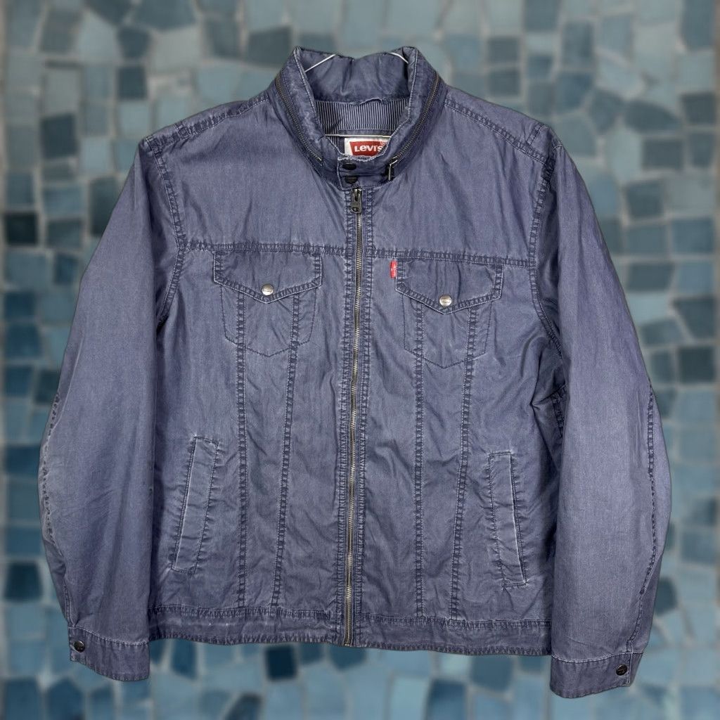 Levi's Levi's Trucker Jacket Men XL Field Chore Canvas Full Zip Hood Hickory Stripe Zip Up Size US XL / EU 56 / 4 - 1 Thumbnail