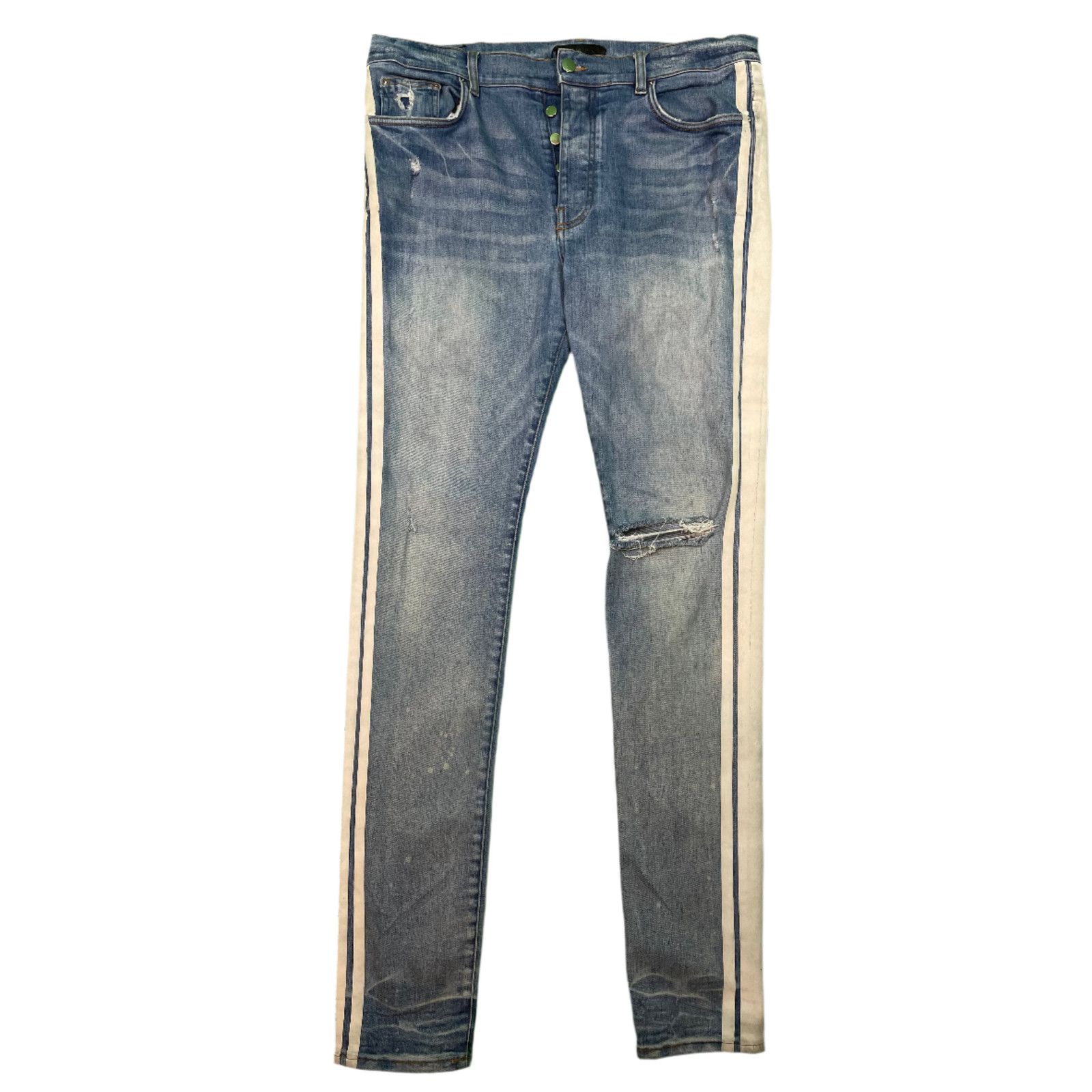Amiri Jeans White Stripe Amiri White Stripe Blue Denim Jeans