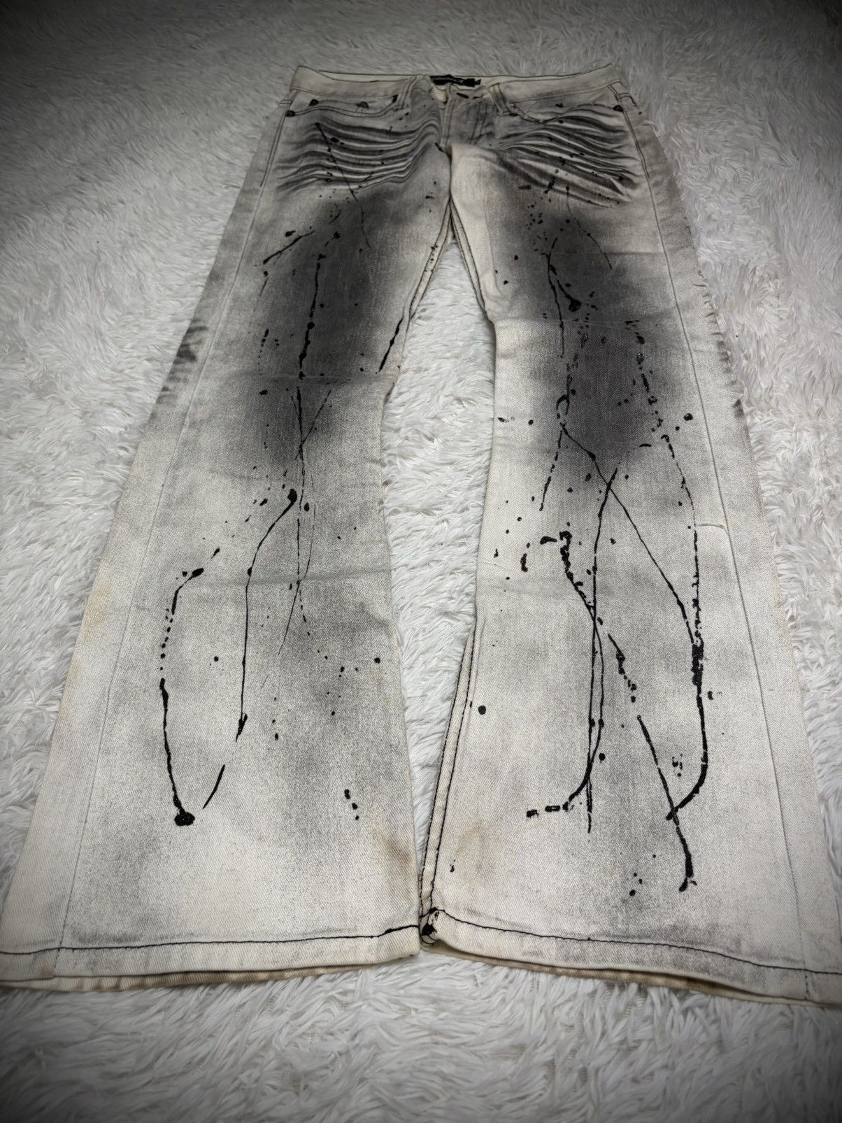 Le Grande Bleu (L.G.B.) Rare Cavaria dirty whisker flared studded Size US 32 / EU 48 - 2 Thumbnail