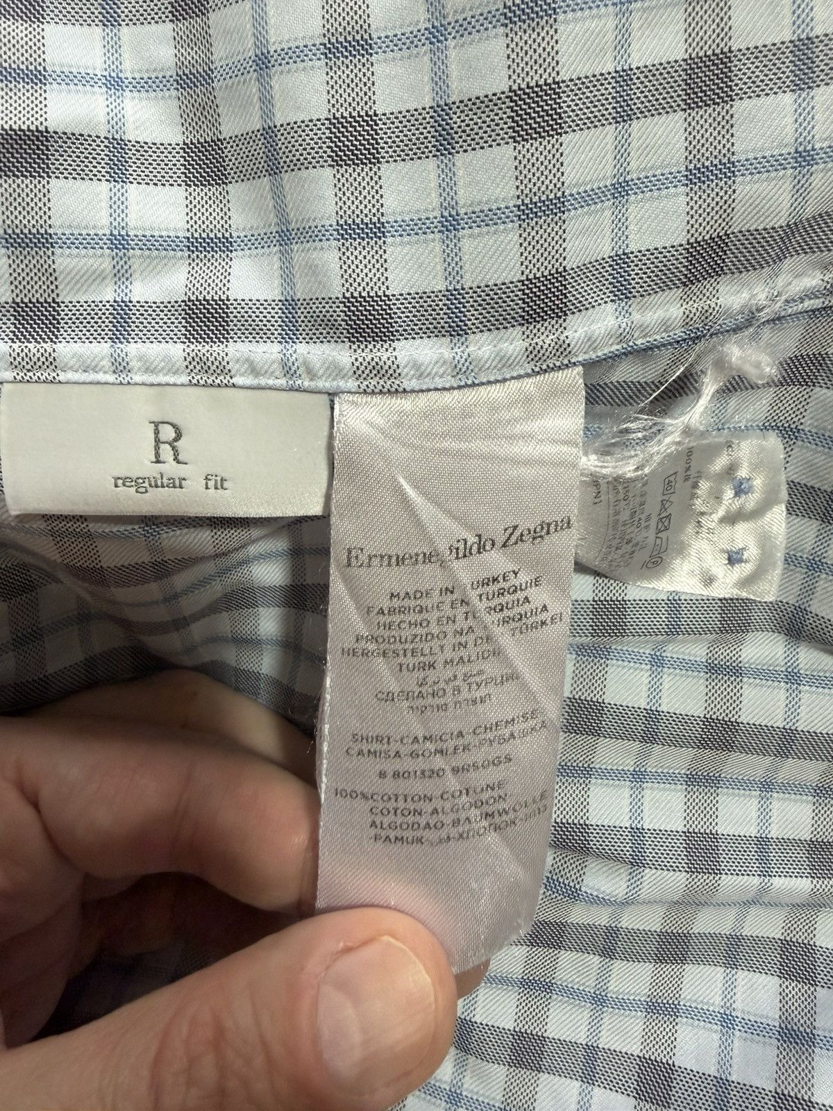 Ermenegildo Zegna Ermenegildo Zegna Blue Plaid Shirt Size US L / EU 52-54 / 3 - 5 Thumbnail