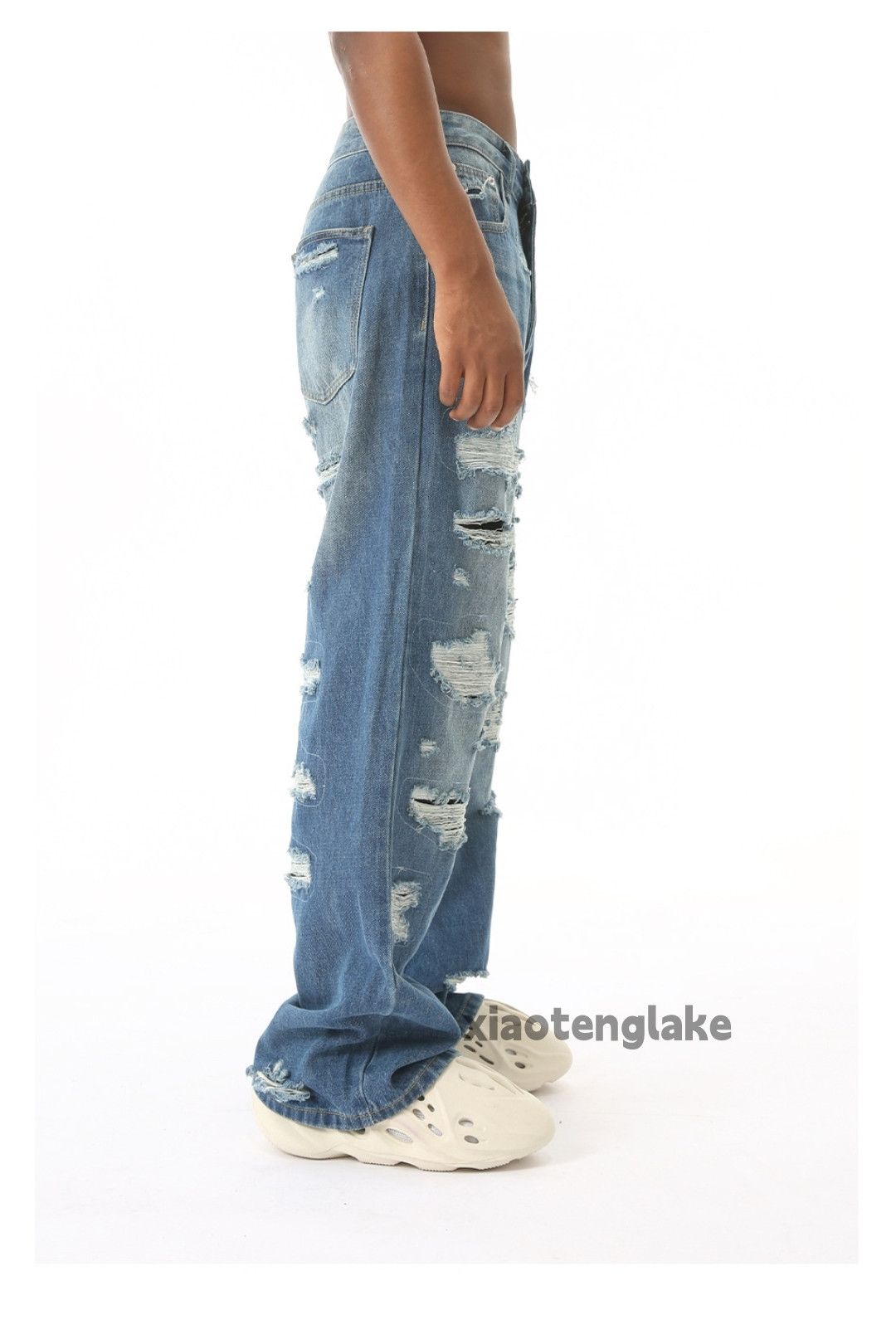 Jean × Vintage washed faded skate hiphop damaged ripped jeans Size US 33 - 6 Thumbnail