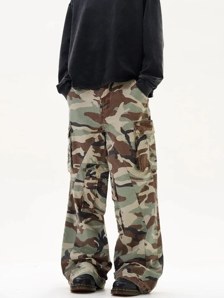 Designer × Japanese Brand × Vintage washed faded camo skate hiphop baggy cargo pants Size US 29 - 1 Thumbnail