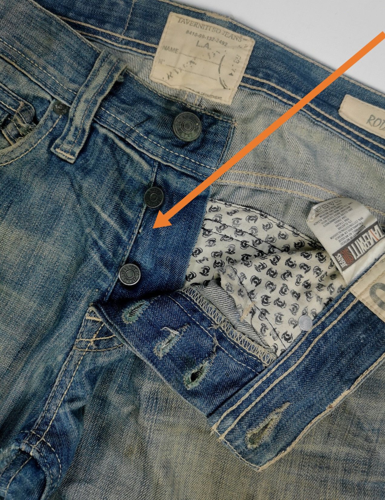 Vintage Bootcut Taverniti ROD R 19 Distressed Denim Jeans Size US 32 / EU 48 - 7 Thumbnail