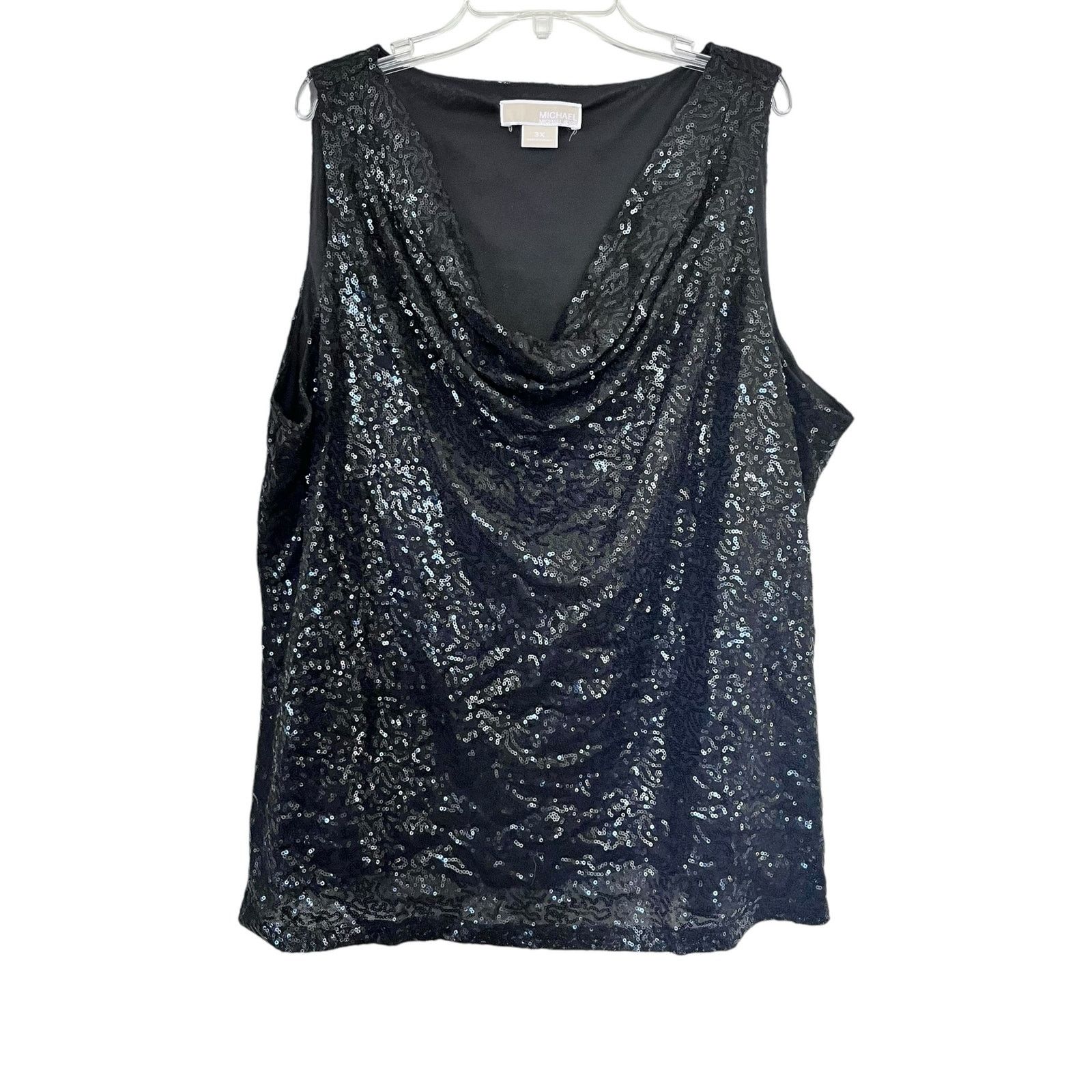 Michael Kors MICHAEL Michael Kors Black Sequin Draped Cowl Neck top Size 3XL / US 20-22 - 1 Thumbnail