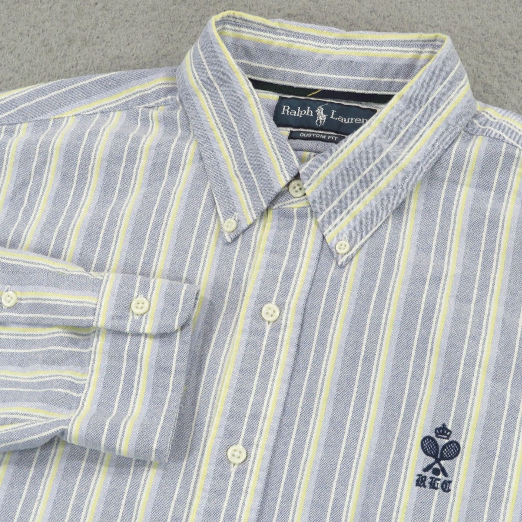Polo Ralph Lauren VTG Polo Ralph Lauren Shirt Men XL Blue Oxford OCBD Tennis Club Crest 90s Size US XL / EU 56 / 4 - 2 Thumbnail