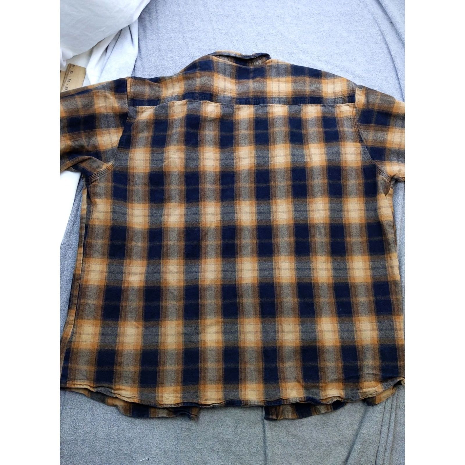 Vintage Work n' Sport Shirt Mens 4XLT Blue Brown Plaid Flannel Button Up Long Sleeve Size US XXL / EU 58 / 5 - 7 Thumbnail
