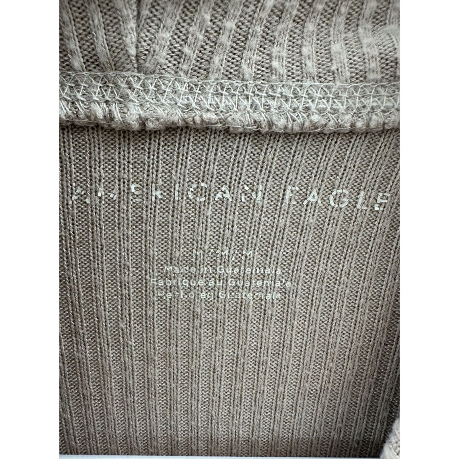 American Eagle Outfitters American Eagle Outfitters Sweater Shirt Womens Medium Tan Long Sleeve Cowl Neck Ribbed Lightweight Knit Size M / US 6-8 / IT 42-44 - 4 Thumbnail