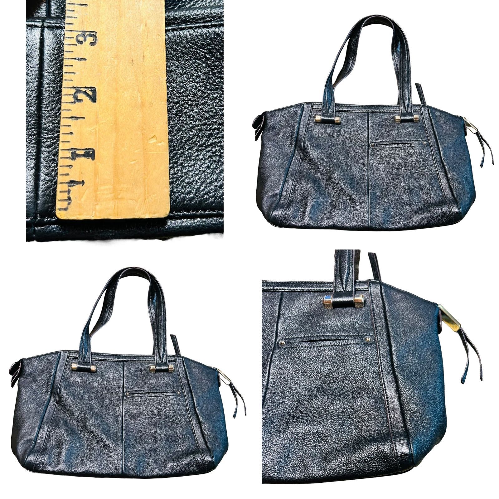 Vintage VINTAGE Black Pebbled Leather Shoulder Bag Hobo Purse Handbag Zippers Women B. Makowsky Size ONE SIZE - 8 Thumbnail