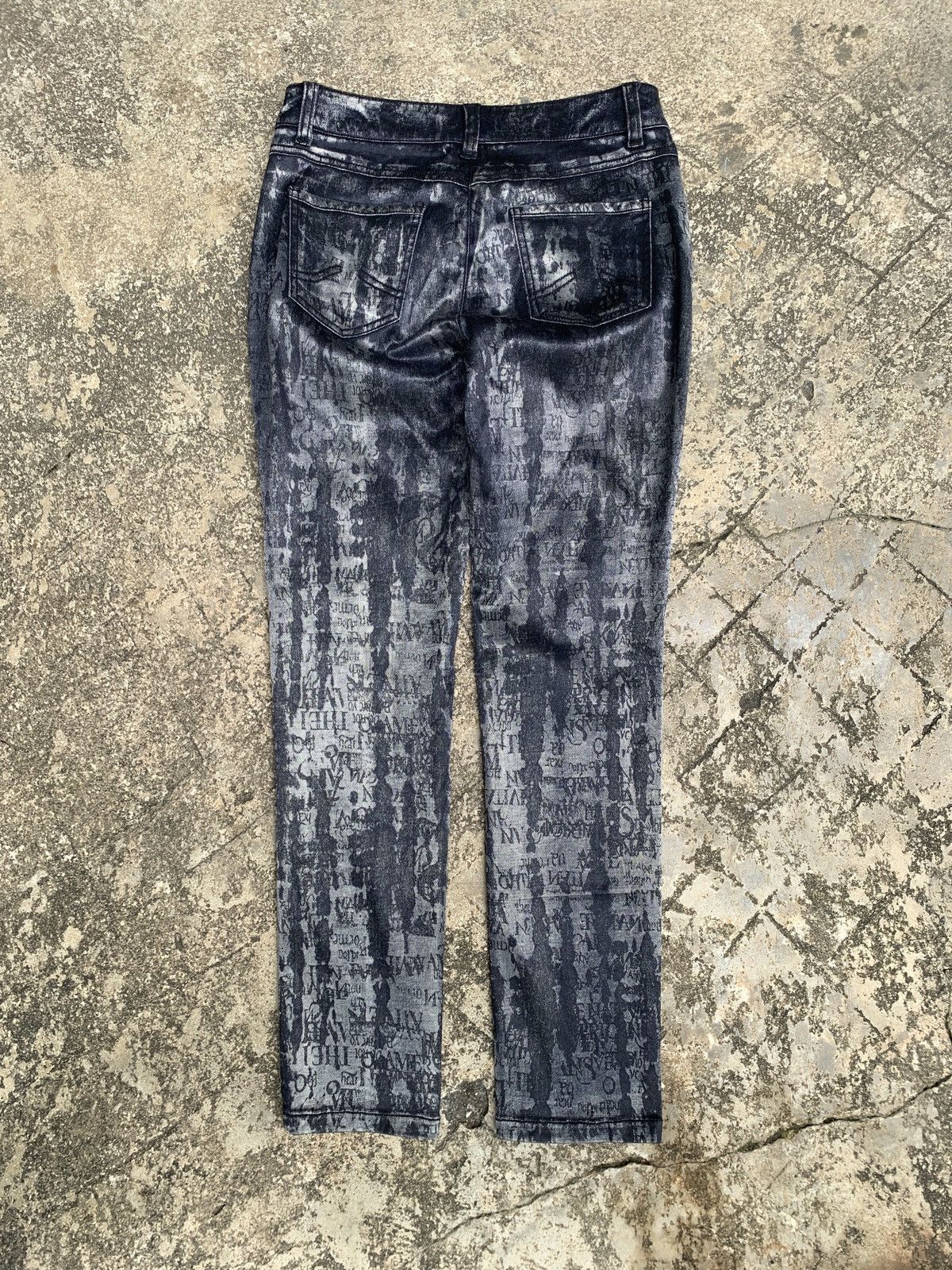 Japanese Brand y2k I & Vicky Metalic Poem Words Graphic Pants Size 27" / US 4 / IT 40 - 2 Thumbnail