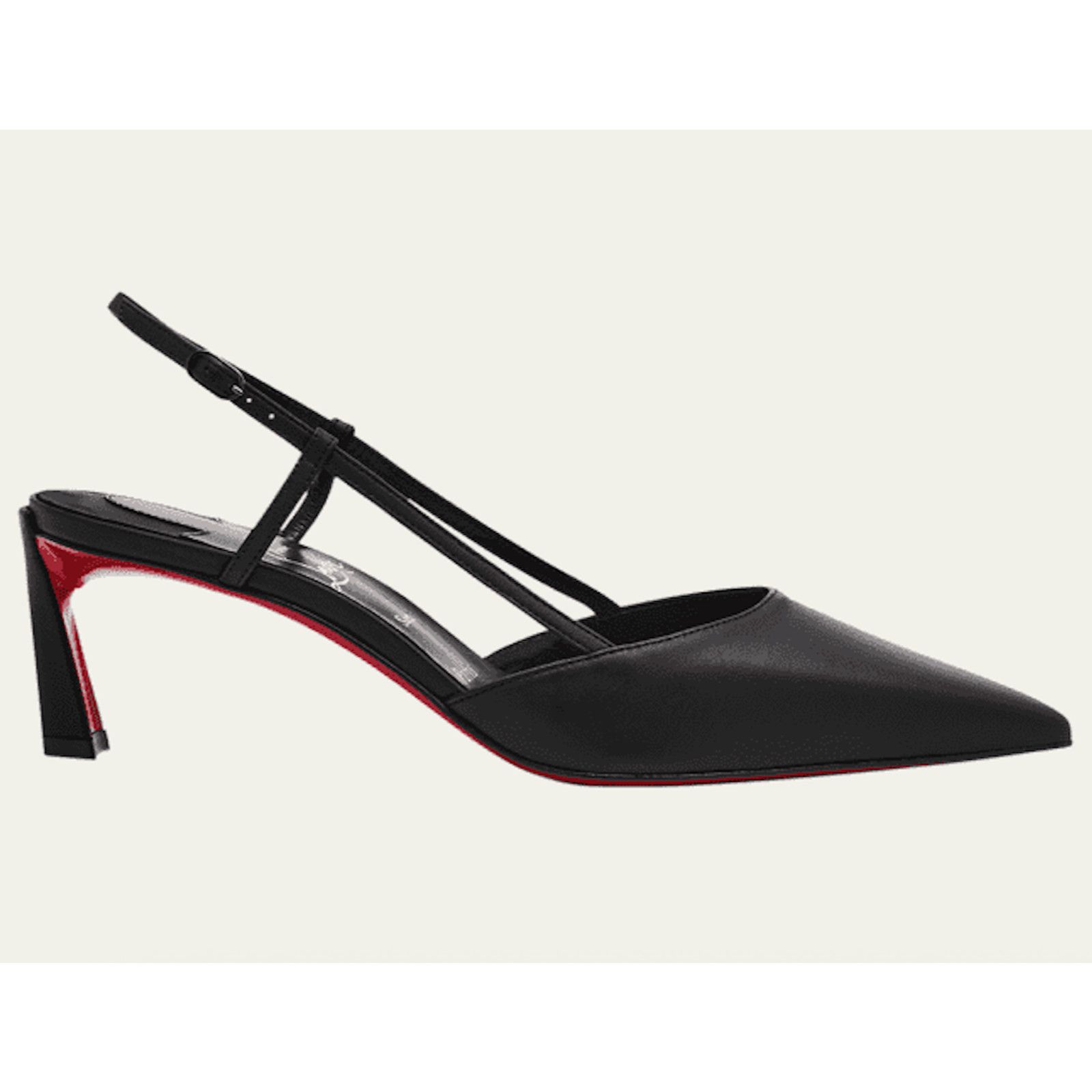 Christian Louboutin Christian Louboutin Condoroline 55 Black Leather Slingback Size US 8.5 / IT 38.5 - 3 Thumbnail